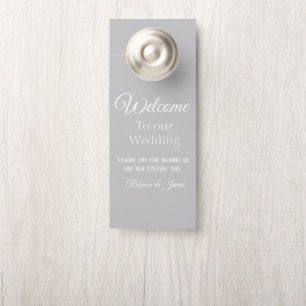 Affichette De Porte Accueil personnalisé Elegant Grey & White Mariage