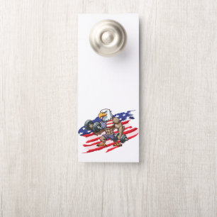 Affichette De Porte Aigle chauve-levrette patriotique