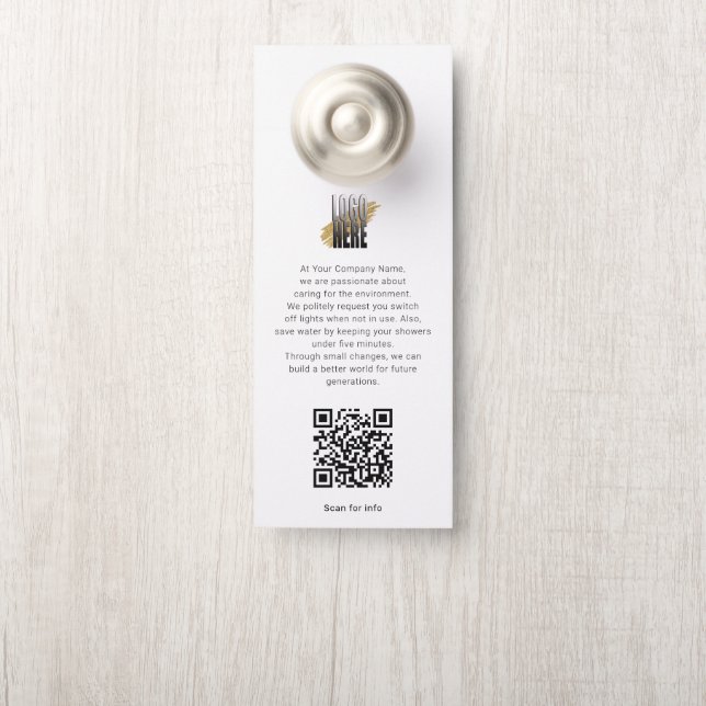 Affichette De Porte Ajoutez votre logo QR Code Hotel B&B Information (Sur le bouton)