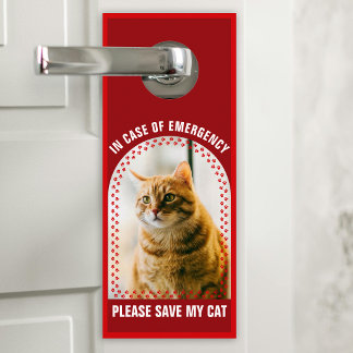 Affichette De Porte Alerte de sécurité pour animaux Photo de chat pers