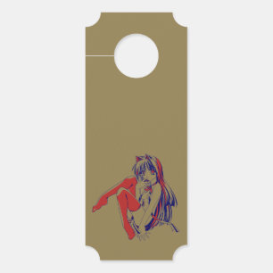 Affichette De Porte Américain Manga Neko Catgirl Kawaii Anime