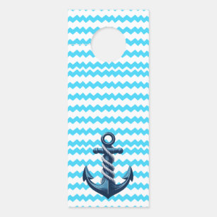 Affichette De Porte Ancrage bleu avec vagues bleues