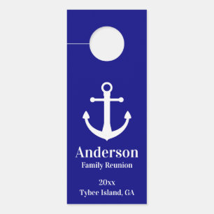 Affichette De Porte Ancre marine bleu et blanc Réunion de famille