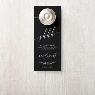 Affichette De Porte Appel graphique Black Shhh Ne pas déranger Mariage