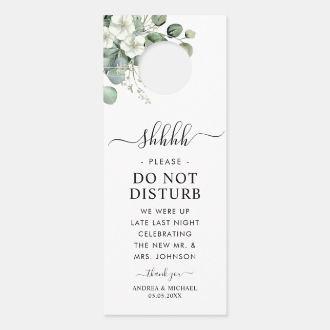 Affichette De Porte Aquarelle Eucalyptus Verdure Mariage Party Hotel (Devant)