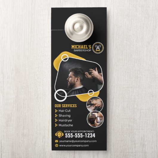 Affichette De Porte Barbershop tendance Coiffeuse coiffeuse coiffeuse (Sur le bouton)