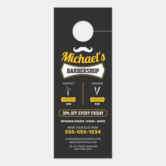 Affichette De Porte Barbier Classique Coiffeuse Coiffeuse (Dos)