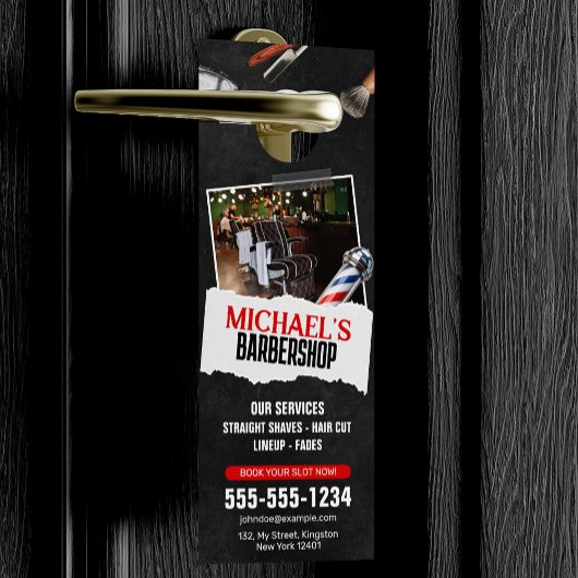 Affichette De Porte Barbier professionnel Pole Coiffeur Rasage