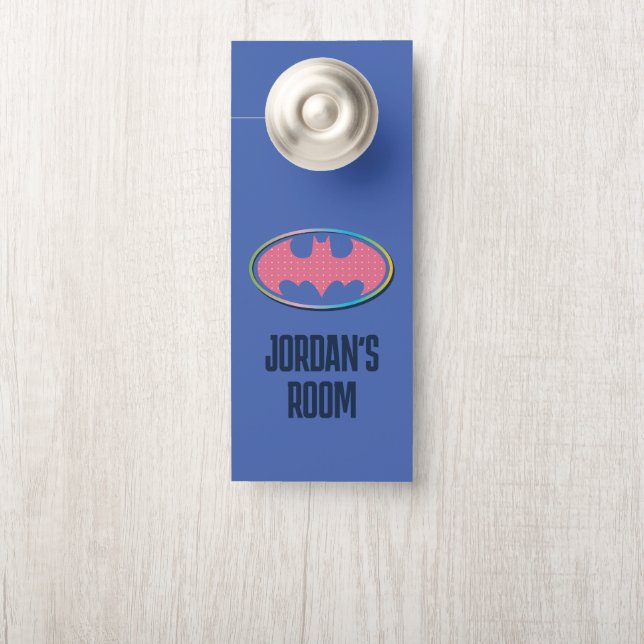 Affichette De Porte Batman | Logo Pink Polka Dot (Sur le bouton)