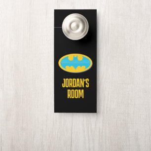 Affichette De Porte Batman   Symbole Cyan Stripes