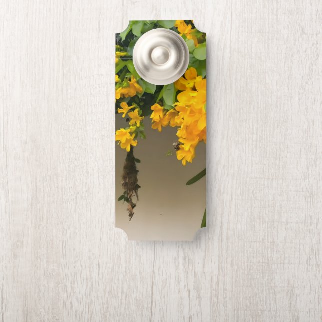 Affichette De Porte Beauté Fleur Dorée (Sur le bouton)