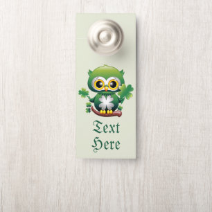 Affichette De Porte Bébé Hibou Mignon St Patrick Dessin Animé