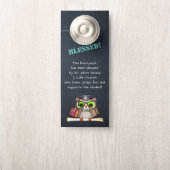 Affichette De Porte Bénédiction des sacs à dos Prière de l'église Owl (Sur le bouton)