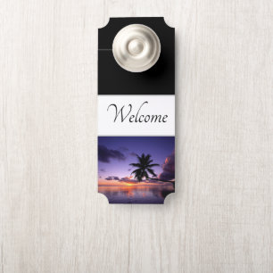 Affichette de porte Bienvenue Coucher de soleil ha