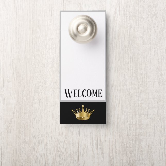 Affichette de porte-Bienvenue Couronne royale (Sur le bouton)