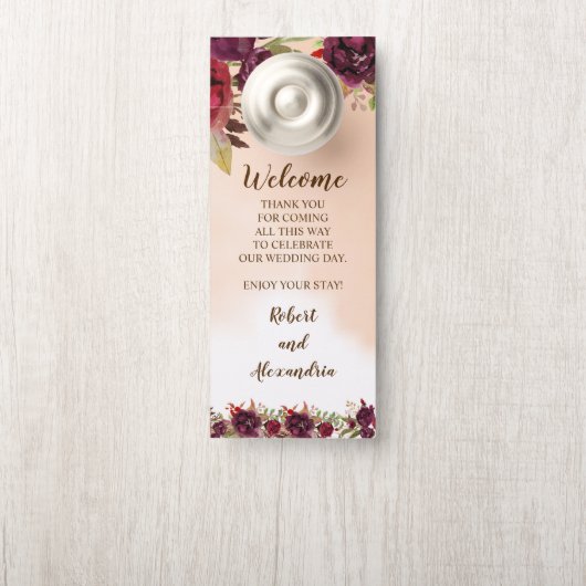 Affichette De Porte Bienvenue et ne pas déranger Mariage Bourgogne (Sur le bouton)