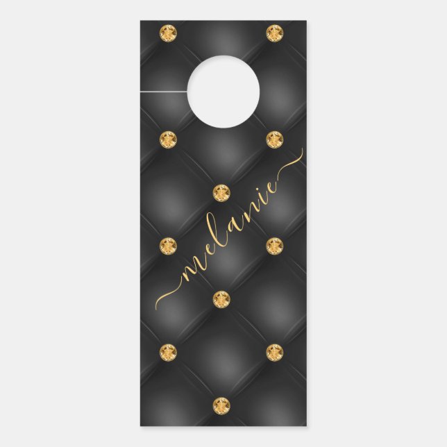 Affichette de porte Black Gold Diamonds avec nom p (Devant)