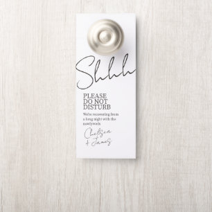 Affichette De Porte BLANCHE Mariage minimaliste de script chic