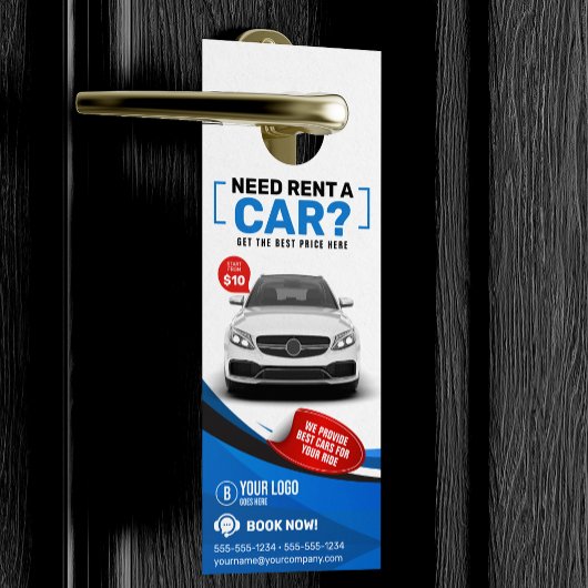 Affichette De Porte Blue Modern Location De Voiture Location De Voitur