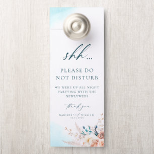 Affichette De Porte Boho Beach Destination Mariage Floral Blue