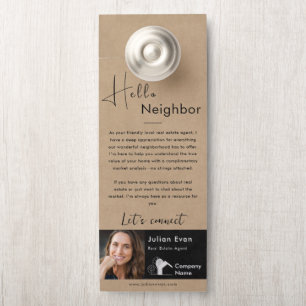 Affichette De Porte Bonjour Voisin Rustique Brown Immobilier Agricultu