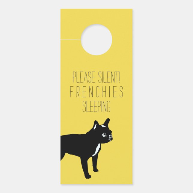 Affichette De Porte Bouledogue Français Noir / impression simple face (Devant)