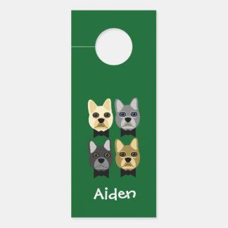 Affichette De Porte Bouledogues Français Vert