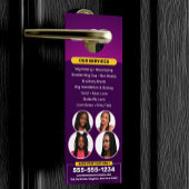 Affichette De Porte Braids violets et ailes vibrants Salon de tressage