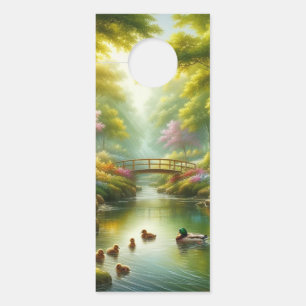 Affichette De Porte Brook de printemps avec canards/fleurs
