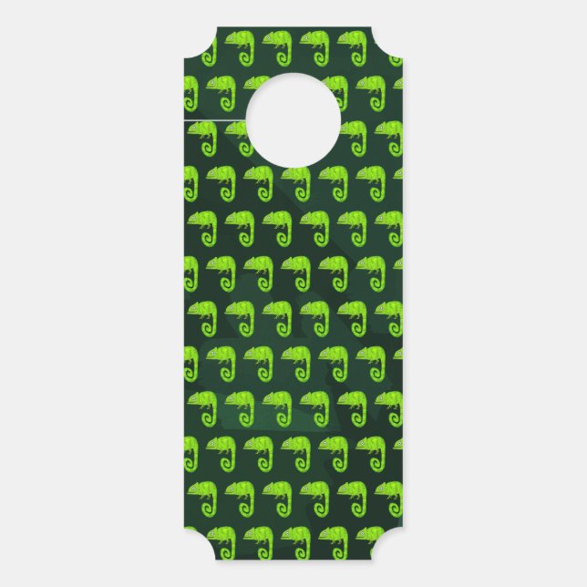 Affichette De Porte Caméléon vert mignon (Devant)