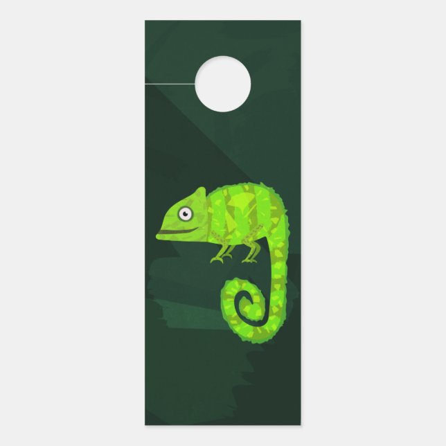 Affichette De Porte Caméléon vert mignon (Devant)