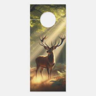 Affichette De Porte Cerf dans la forêt matinale