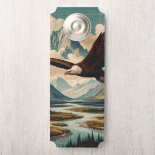 Affichette De Porte chaîne montagneuse d'aigle à tête blanche