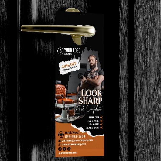 Affichette De Porte Chaise de barbier moderne coiffeur coiffeuse