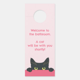 Affichette De Porte Chat drôle de salle de bain