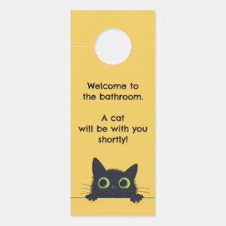 Affichette De Porte Chat drôle de salle de bain