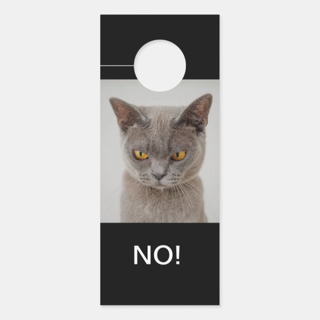 Affichette De Porte Chat Moods Happy & Angry Double Side Hello and No! (Devant)