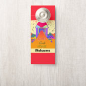 Affichette De Porte Chez Soi Doux Bienvenue / Silence S'il Vous Plaît (Sur le bouton)