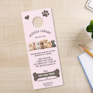 Affichette De Porte Chien mignon marchant Animaux de compagnie Chiot a