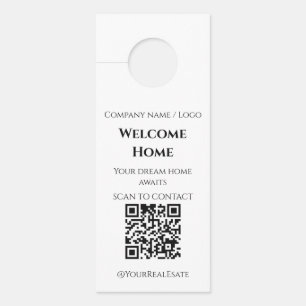 Affichette De Porte Code QR de bienvenue minimaliste moderne pour l'im