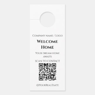Affichette De Porte Code QR de bienvenue minimaliste moderne pour l'im
