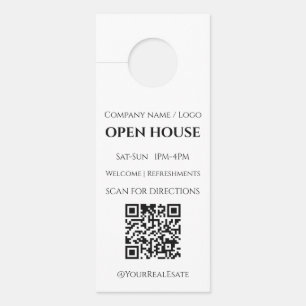 Affichette De Porte Code QR de maison ouverte minimaliste moderne pour