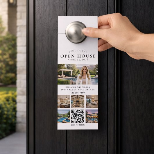 Affichette De Porte Code QR de photo de maison ouverte pour l'immobili