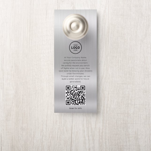 Affichette De Porte Code QR du logo de l'hôtel, informations pour les  (Sur le bouton)