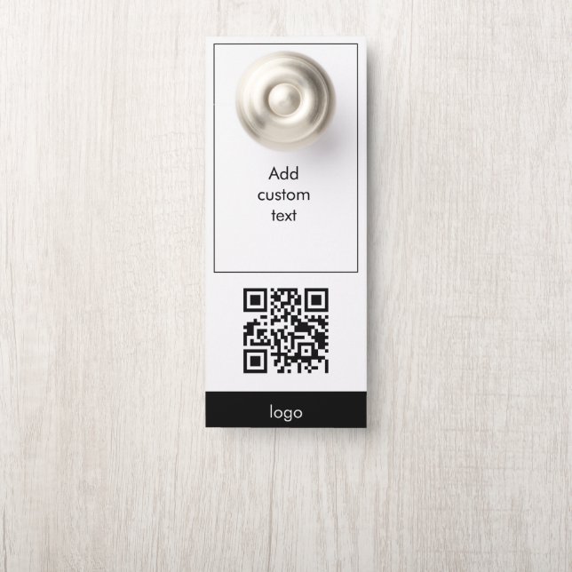 Affichette De Porte code qr personnalisé carte blanche simple (Sur le bouton)