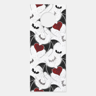 Affichette De Porte Coeur d'Halloween avec ailes de chauve-souris noir