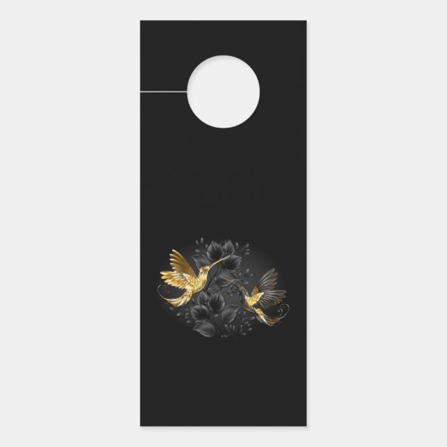 Affichette De Porte Colibri noir et or (Devant)