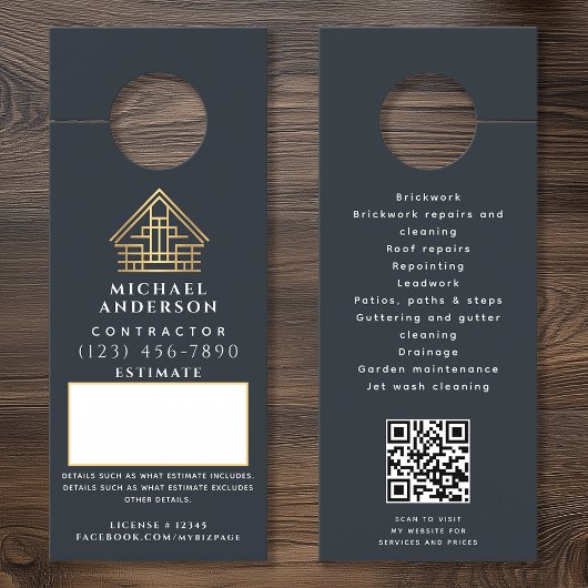 Affichette De Porte Construction du créateur de devis Blue Estimate Co