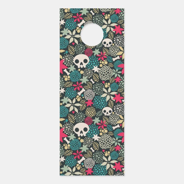 Affichette De Porte Crâne en fleurs (Devant)