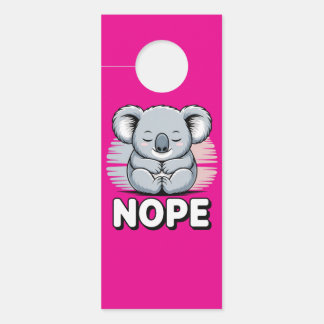 Affichette De Porte Cute Sleeping Koala “Nope” Funny Cartoon